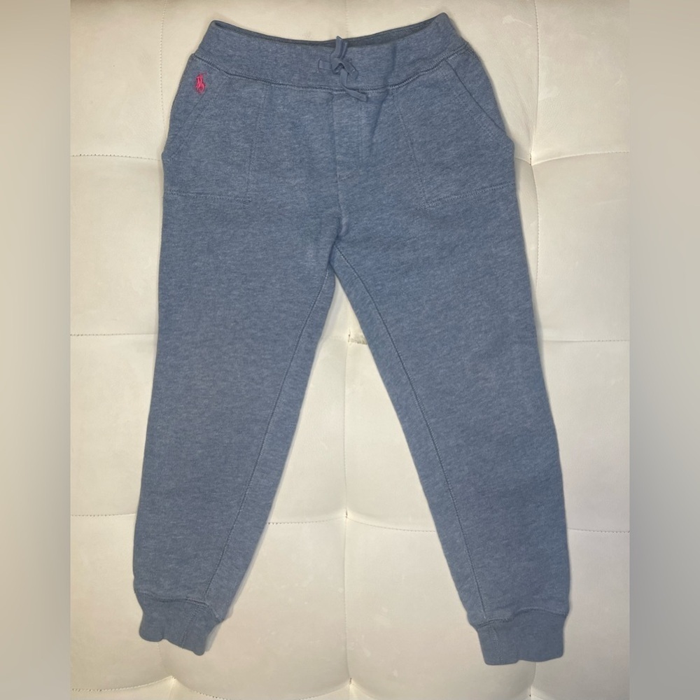 Ralph Lauren Blue Joggers with Pink Logo